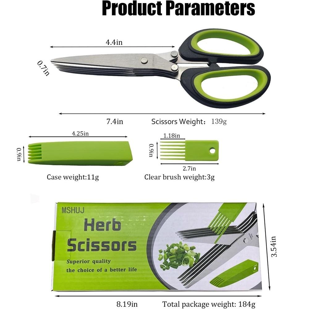Mehrschichtige Schere Küchenschere 5 Klingen Edelstahl Zwiebelschneider Seetang Gewürz Kräuter Schnittlauch Zum Schneiden von Gewürzen Kochen