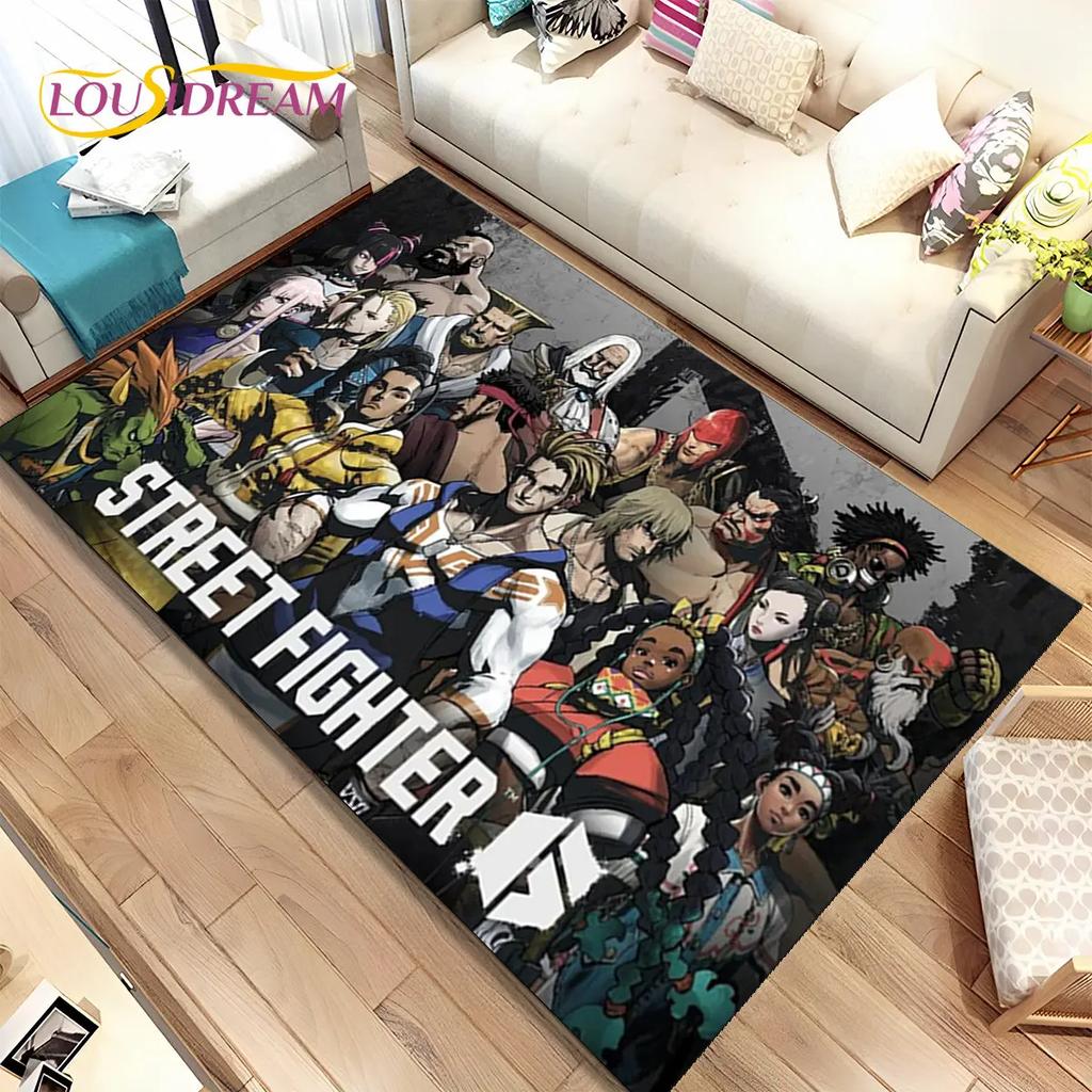 Street Fighter Retro Game Gamer Area Rug,Carpet Rug for Living Room Bedroom Sofa Doormat Decoration, Kid Play Non-slip Floor Mat