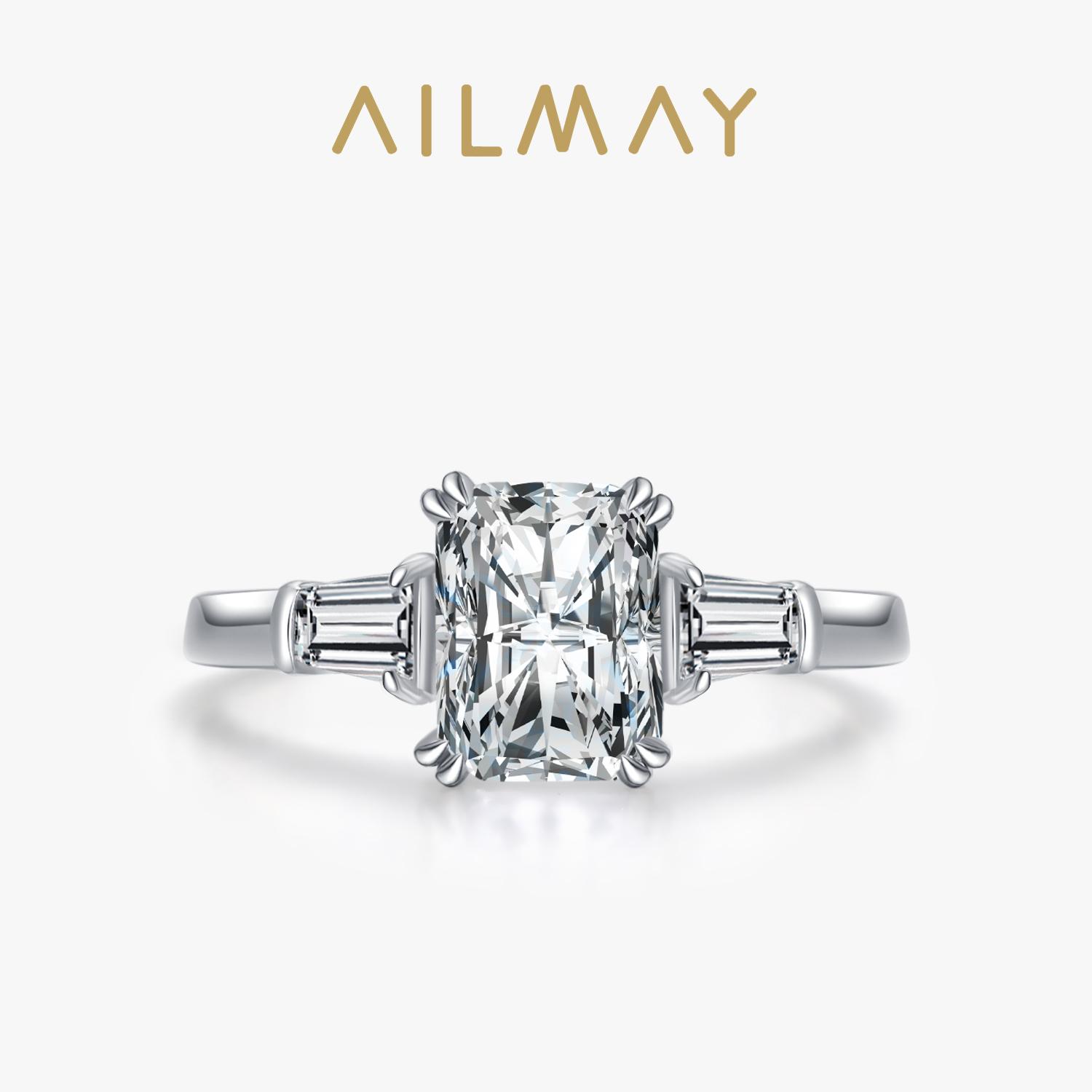 

Ailmay, настоящее серебро 925 пробы, роскошные прямоугольные кольца 2CT, прозрачные AAAAA, CZ, кольца на палец для женщин, свадебное обещание, эффектное ювелирное изделие, подарок