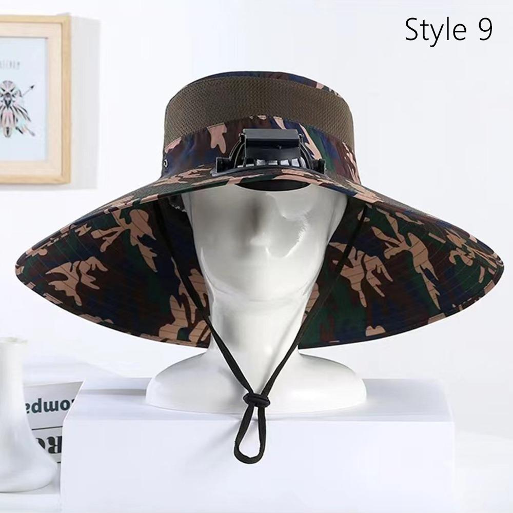 Solar Charging Solar Fan Hat Wide Brim Bucket Hat Portable Summer Cooler Cap  Sun Protection