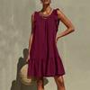 Ladies' Color Fashionable Casual Loose Round Neck Sleeveless Ruffle Dress