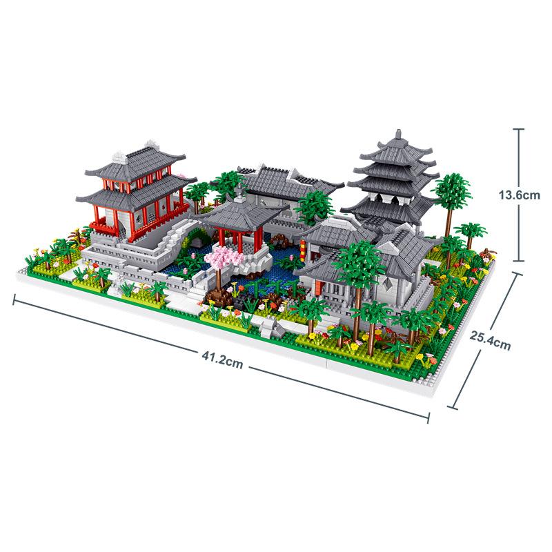 Lezi Mini Blocks Architecture Building Brick Chinese House Courtyard Suzhou Garden Juguetes Toy Challenge Gift Girl Present 8239