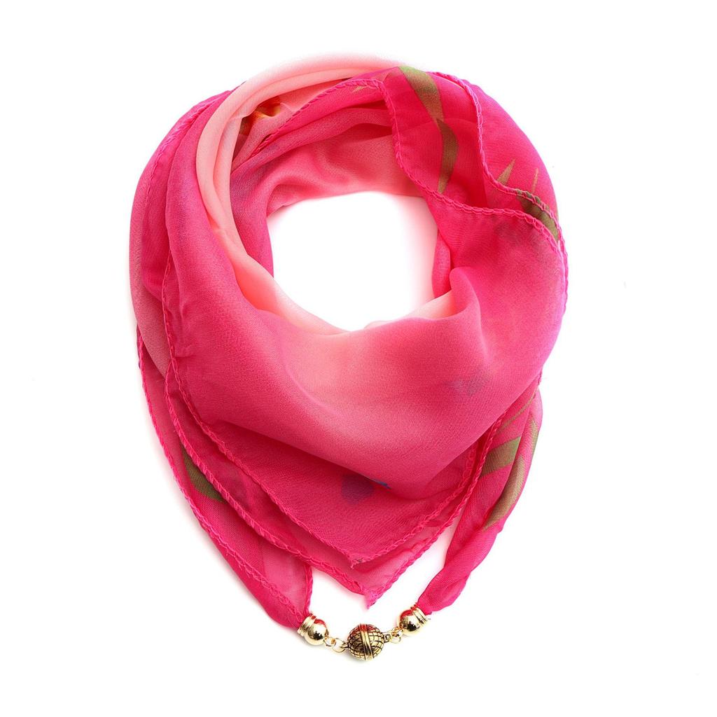 Women's Summer Magnetic Buckle Silk Scarf: Versatile, Fashionable Chiffon Square Scarf for Shirts