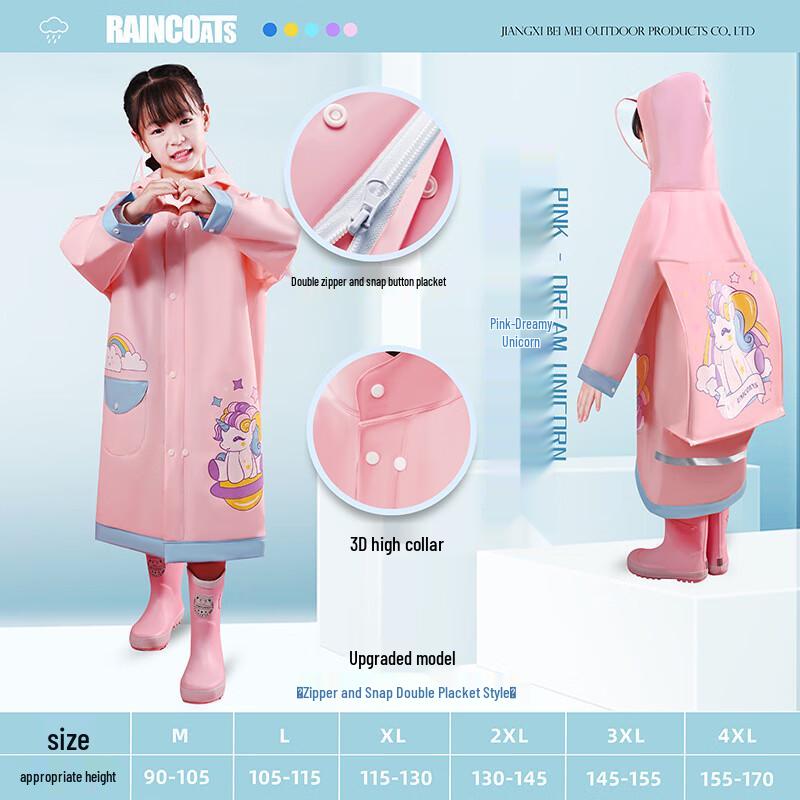 Kids  Cartoon Raincoat with Backpack Space