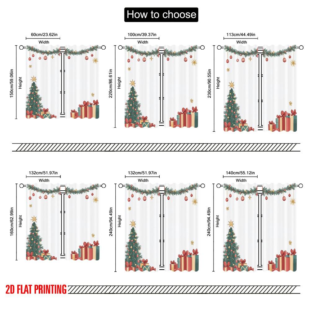 2pcs  2D plane printing Curtains&Window Treatment Christmas Tree Gift Garlands Ornaments (2) Versatile 100% Polyester (without