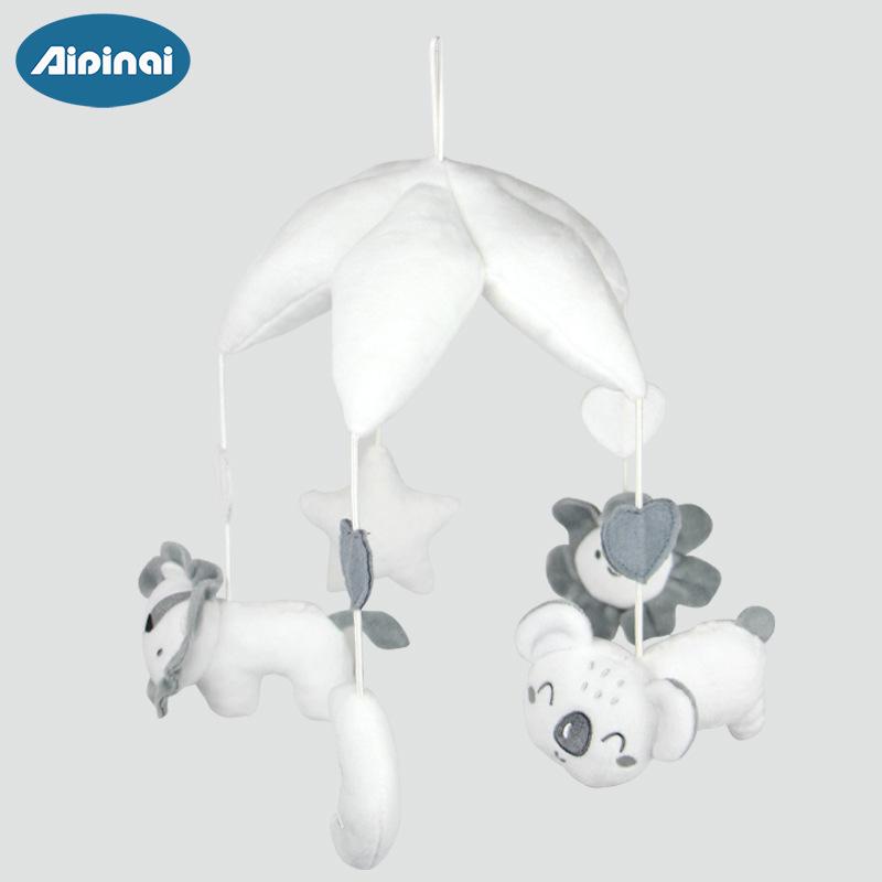 Baby Crib Mobile: Rotating Plush Animal Soothing Music Box with Bracket