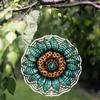 Sunflower Gemstone 2D Metal Wind Spinner Blue Green Golden Stained Glass Hanging Ornament for Garden Home Indoor Outdoor Holiday Gift