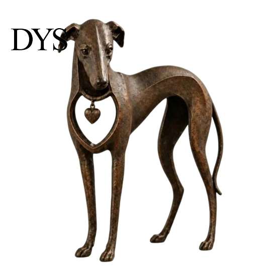 Rustikaler Bauernhaus-Regal-Schmuck, Vintage Whippet Greyhound Hundefigur mit hängendem Herz-Anhänger, Elegante Italienische Statue Harz-Tierstatue, Tischplatte 1pc black