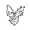 Ribbon Bowknot Nail Art Charms 3D Bow Nail Rhinestones Charm Silver Bowknot Nail Charms Nail Art Decor for Acrylic Nails