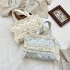 Cute Sweet Lace Floral Handbag Large Capacity Casual Commuting Tote Bag Portable Storage Bag Girl Heart Clutch Cosmetic Bag Gift