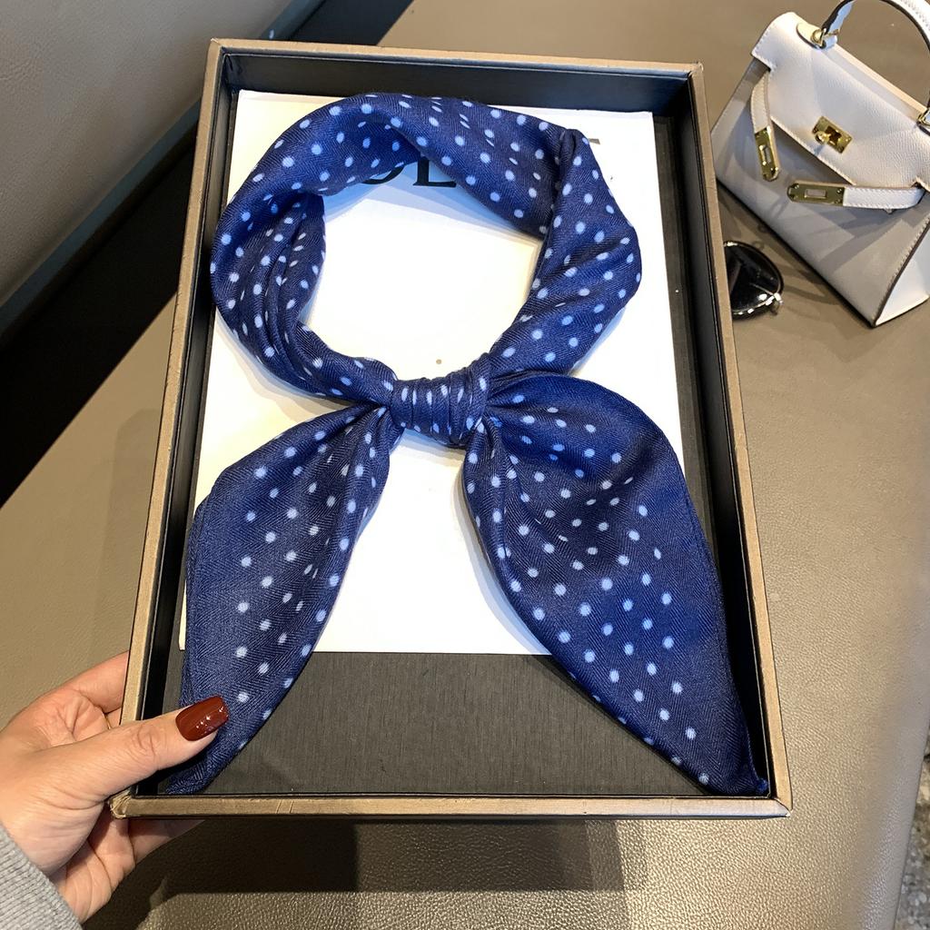 High-end Herringbone Silk Cotton Silk Scarf Women's Spring and Autumn New Versatile Decorative Scarf Shawl Fashion Printed Small Square Scarf
