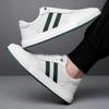 Spring New Shoes for Men Genuine Leather Casual Shoes White Breathable Flat Skateboard Shoes Street Cool Striped Sneaker