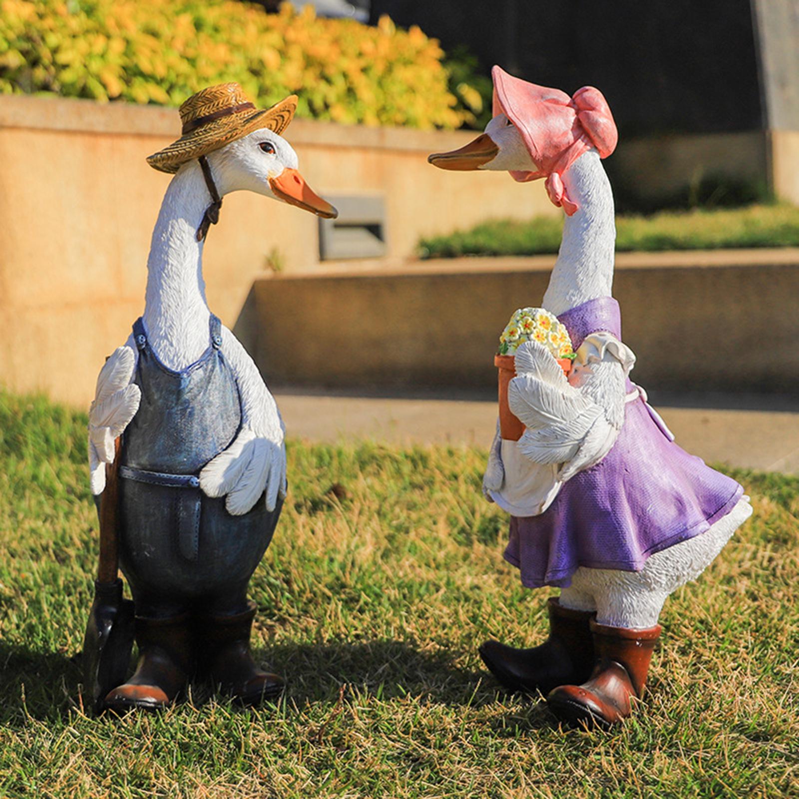 Resin Duck Garden Statue Sculpture Figurine Ornament Courtyard Decorative Male Duck