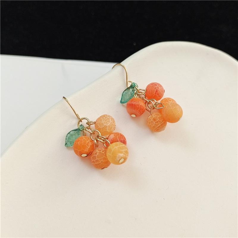 Sweet Orange Tangerine Earrings with S925 Hooks - Cute, Simple, Fresh Style Jewelry