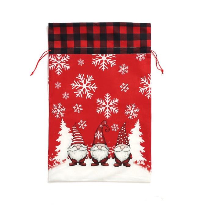 Holiday Large Present Bag with Flannel Fabric Drawstring Closure Featuring For FOREST Santa for Kids Christmas Storage 37x56cm