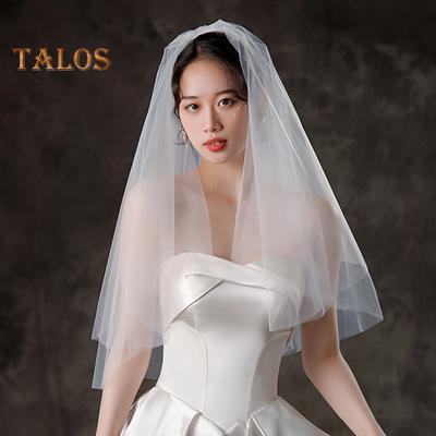 White Bridal Veil Double-Layered Solid Color Wedding Veil Soft Mesh Material Prom Cosplay Veil with Comb