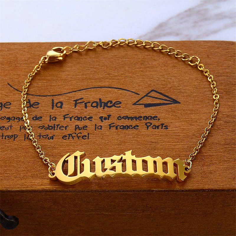 Personalized Name Bracelets for Women Solid Stainless Steel In Gold Tone Customize Unique Wedding Gift Elegant BFF Bracelet