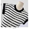Korean Color Block Striped Round Neck Bodycon Dress - Women's Casual Slim Fit, Spring/Summer 2026