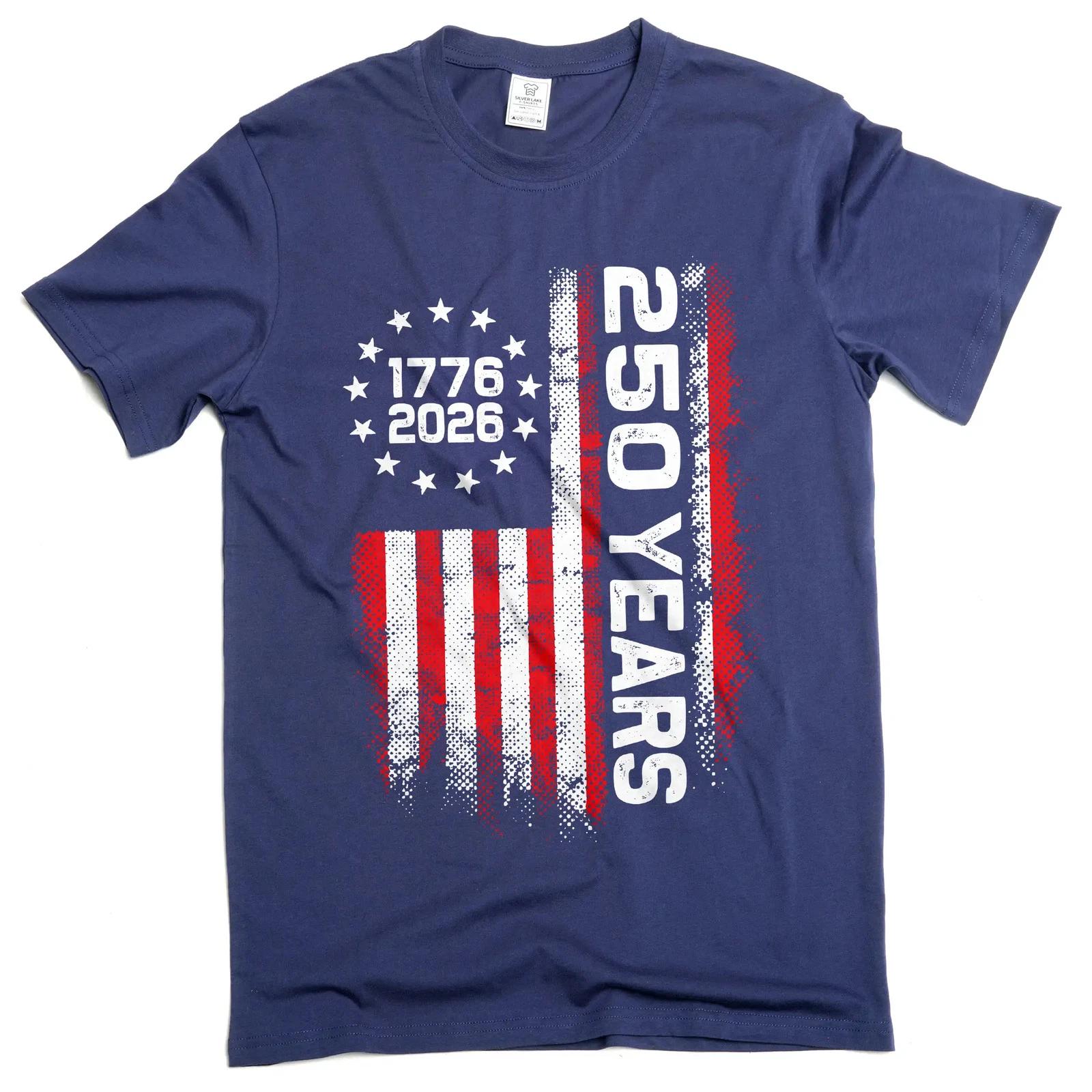 

4th of July US 250 Years Birthday T-shirt Independence day 1776-2026 Freedom Tee 4XL