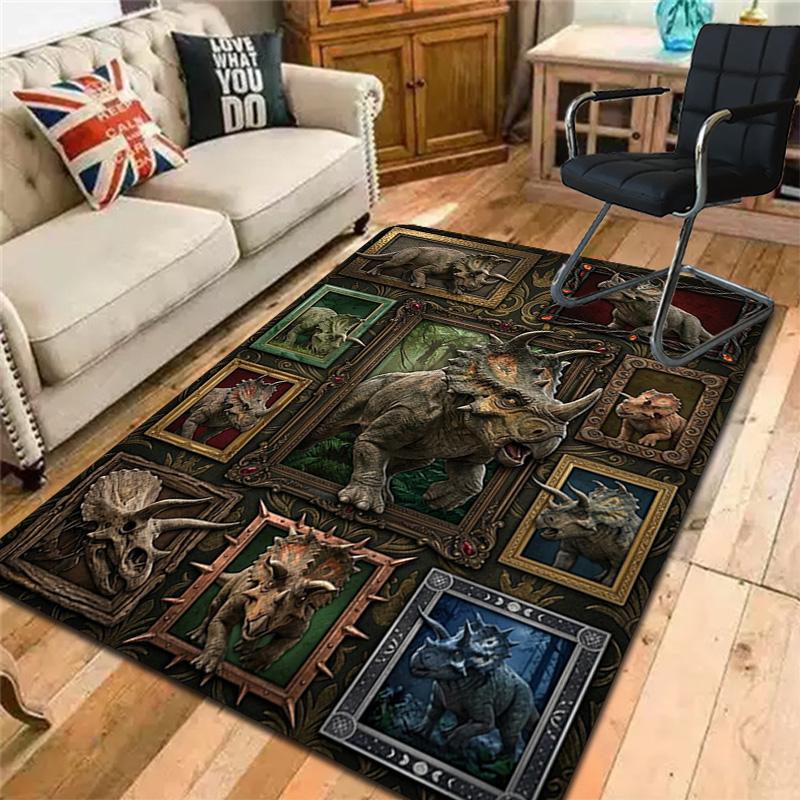 Triceratops Collection Pattern Rug Floor Mat for Living Room or Bedroom Soft and Comfortable Carpet a Gift for Birthday and Holiday.