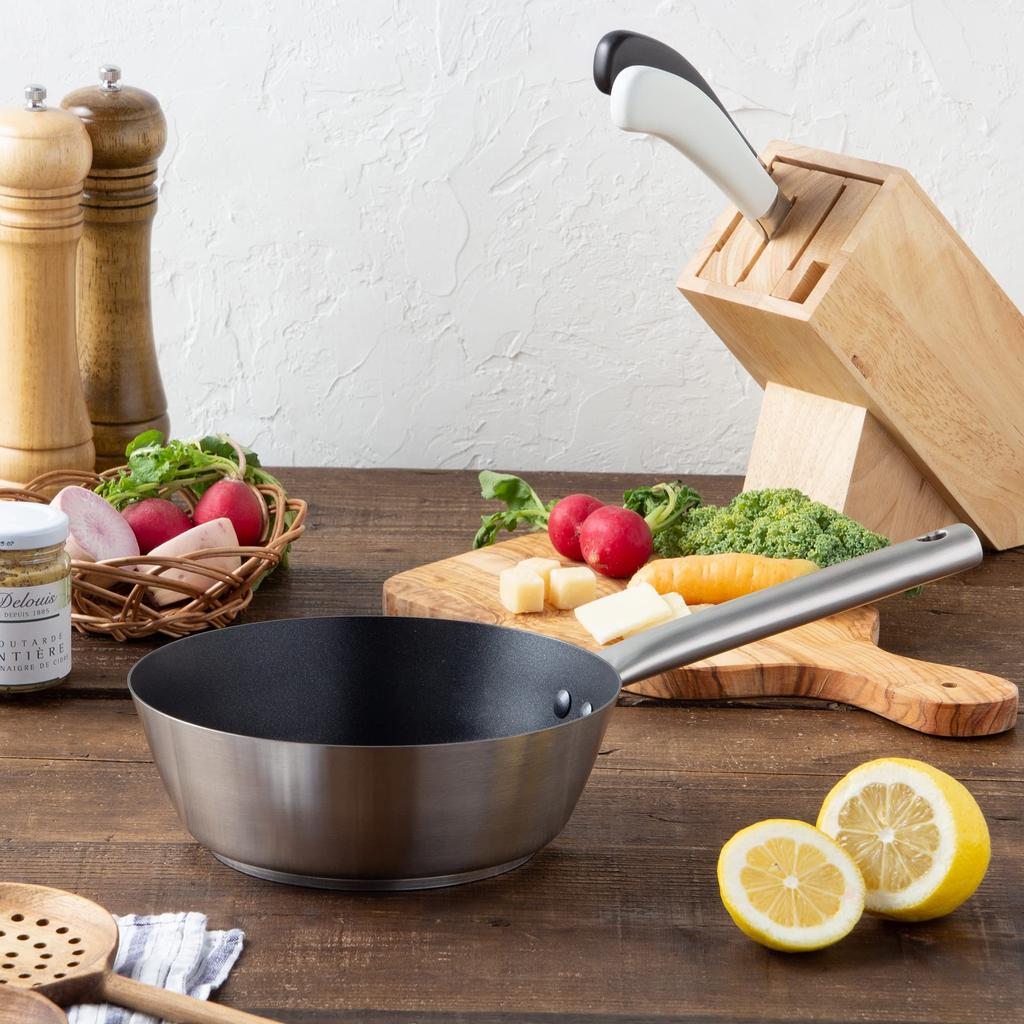 Endo Shoji Commercial Murano Induktion Teflon Select Konische Pfanne 16cm IH-kompatibel Edelstahl Innenfläche ATC4601 18-8 Stahl/Teflonbeschichtet