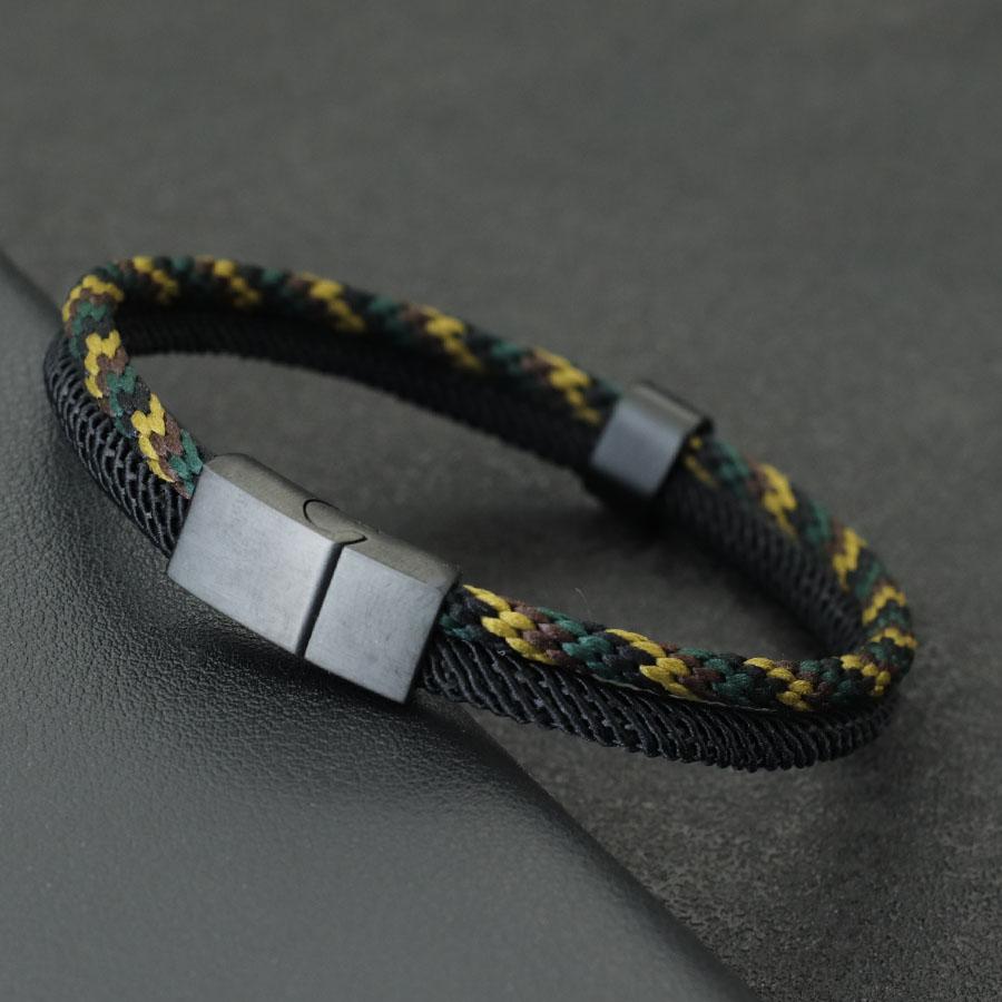 

New Stylish Paracord Bracelet Men Stainless Steel Magnet Buckle Multiple Colors And Sizes Available Nautical Wrap Braslet Homme S 17.5cm 6.9Inch темного кольору хакі