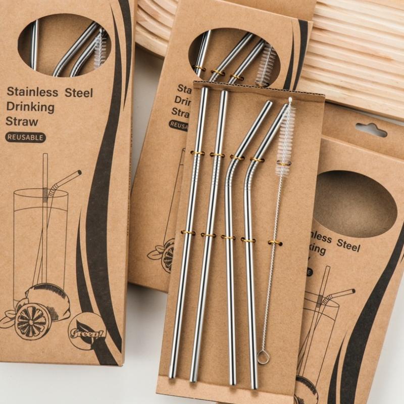 GIANXI Stainless Steel Straw Healthy Eco Friendly Straws For Drinks Reusable Straws Set With Cleaner Brush Drinkware Accessories