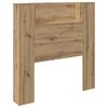 Storage Headboard with LED Artisan Oak Wood Based Material
