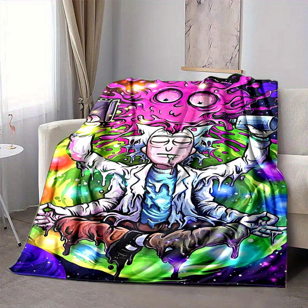 1pc Rick and Morty Blanket Lightweight Flannel Throw For Sofa, Bed, Travel, Livingroom, Office, Couch, Chair, And Bed
