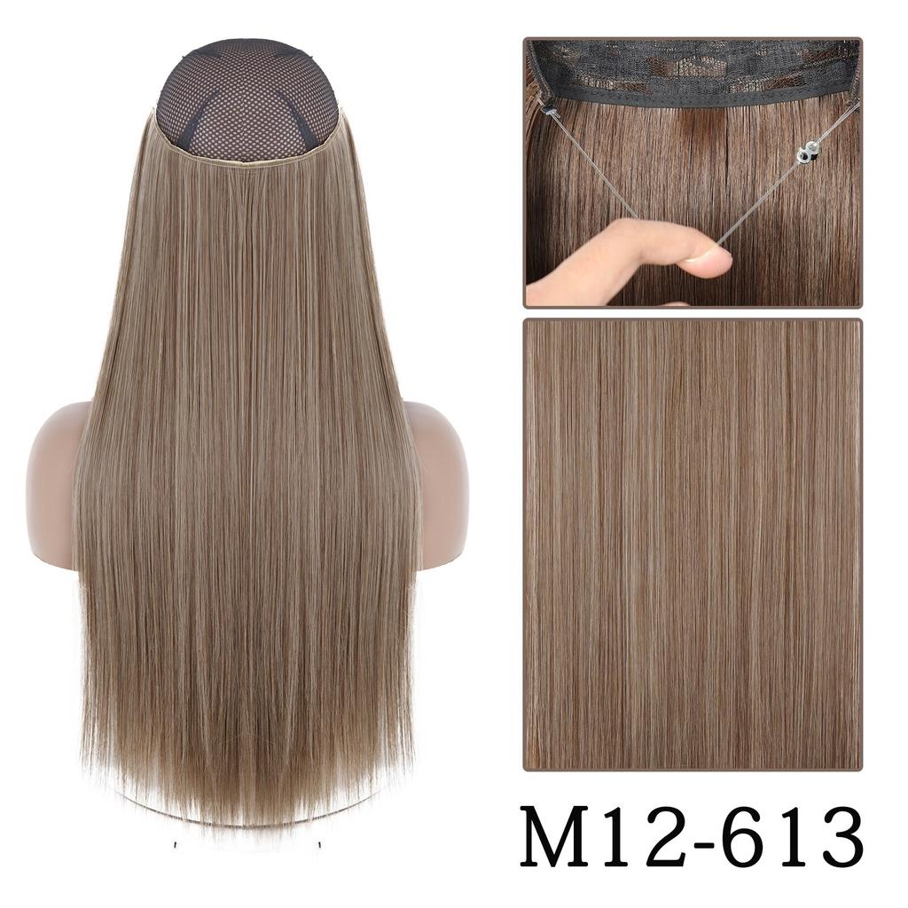 XINRAN Moda Damska Kolor Ombre Niewidoczny Długi Doczepiany Włos Syntetyczny Włókno Długie Falowane Ombre Cosplay Codzienne Noszenie Bez Klipsów Przedłużanie Włosów