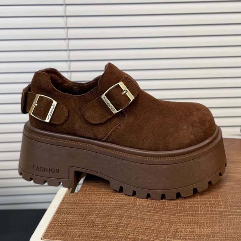 Women Leopard Loafers Shoes Platform Fur Snow Boots Winter Suede Plush High Heels Shoes 2025 Trend Casual Fashion Botas Mujer