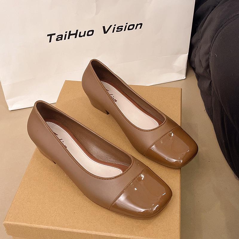 Yuzhihao Chunky Heel Women s Summer Square Toe Low Heel Casual Solid Color Sandals 39