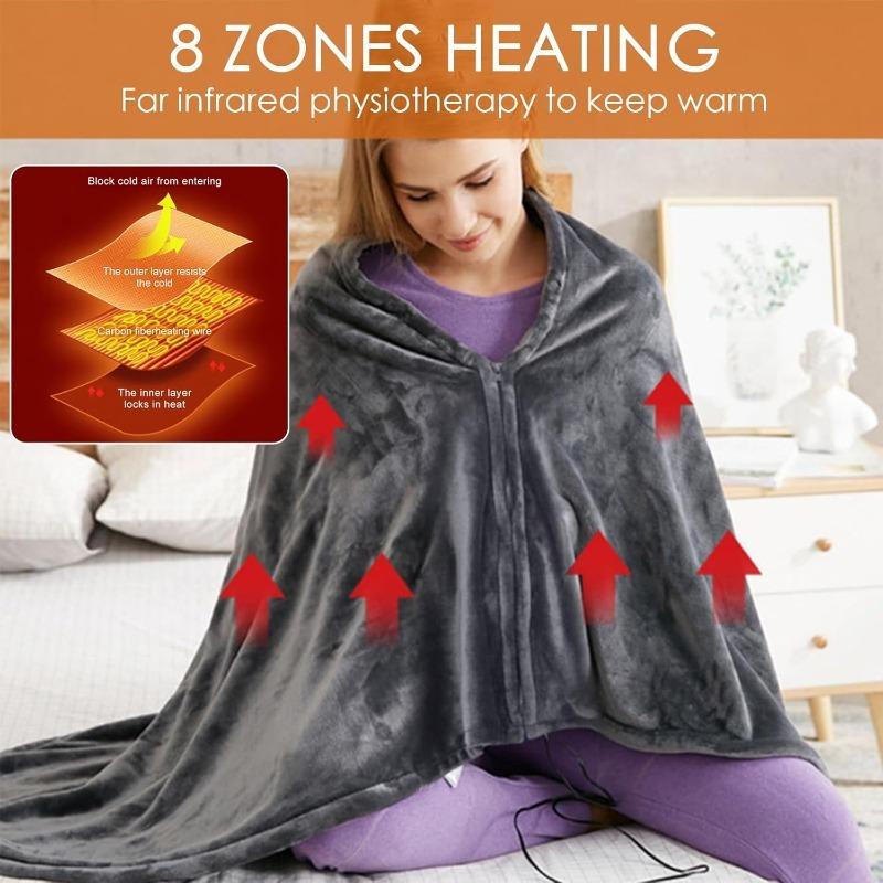 NEW Wearable Heating Electric Blanket Winter USB Heated Warmer Blankets Coral Velvet 8 Heated  Areas Fast Heating Throw Blanket