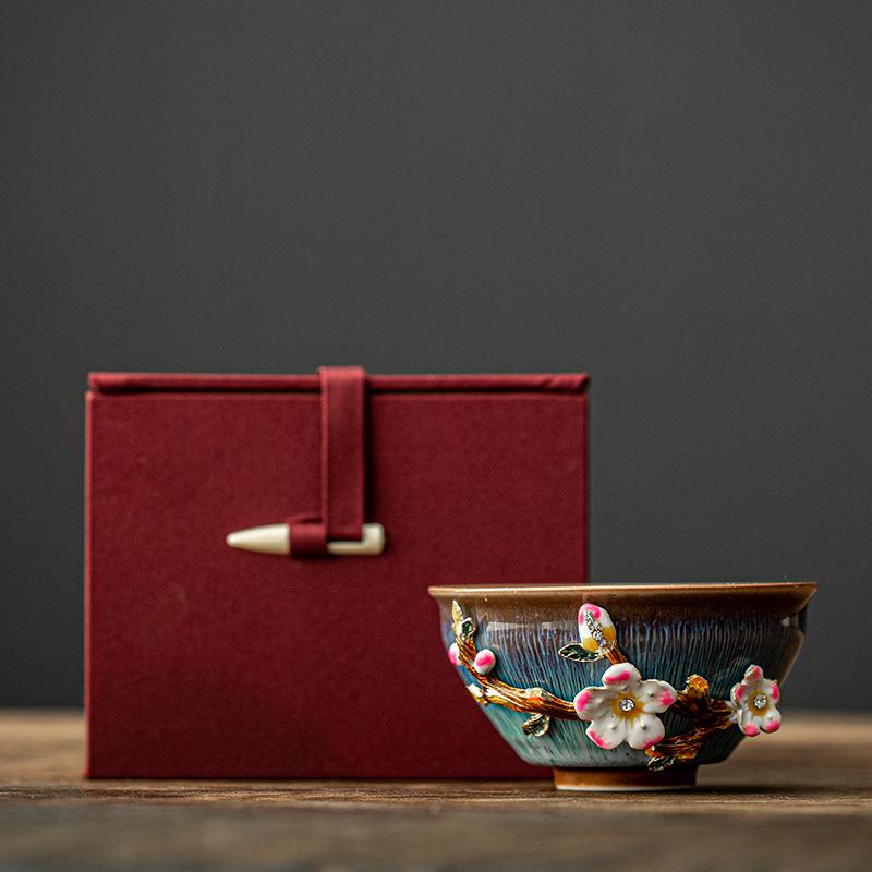 Handmade Enamel Ceramic Jian Style Gongfu Tea Cup Master Cup for Tea Ceremony Home Use Personal Tasting Gift 130ml