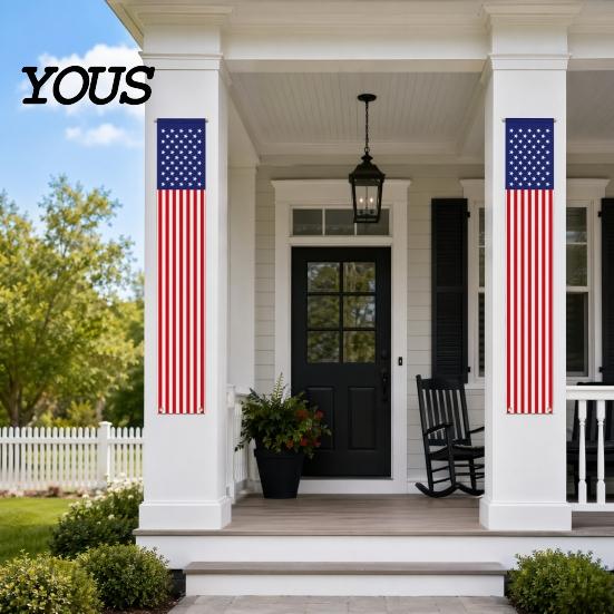 Party-Banner 4. Juli Außendekoration, Amerikanische Flagge Veranda-Schild, Rot Weiß Blau Dekorationsartikel Hängendes Banner, USA Fächerfahne,