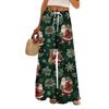 Ladies' Loose And Casual Christmas Printed Wide Leg Pants With Elastic Waistband Drawstring And Pocket Pants
