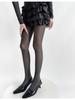 Autumn/Winter Silver Thread High-End Black Striped Leggings with Grey Layered Spicy Girl Stockings