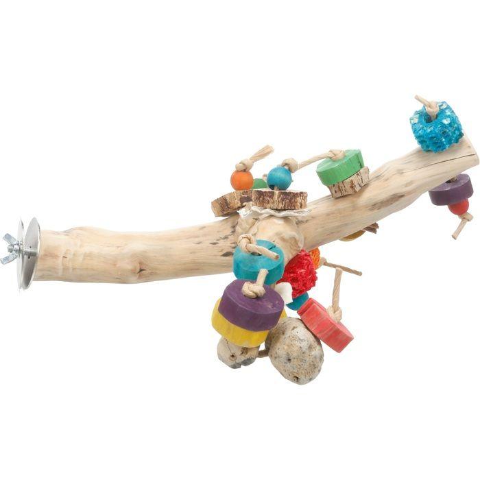 Perchoir ludique en bois avec jouets 30 cm