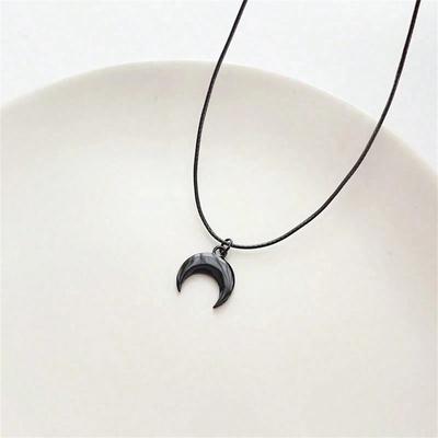 1 pieza Gótico Vintage Negro Luna y Media Luna Aleación Colgante Gargantilla Collar Joyería Regalo para Mujeres Adecuado para Uso Diario