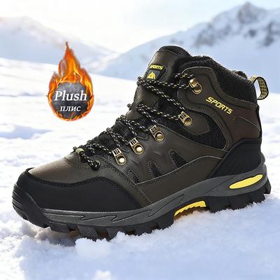 Large Size Outdoor Hiking Boots New Men Women Non Slip Lace Up Climbing Winter Black Warm Fur Sneakers Size Trekking Hiking Shoe