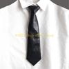 49MD Harajuku Tie Women Men Student Uniform Faux Leather Color Pre Tied Necktie