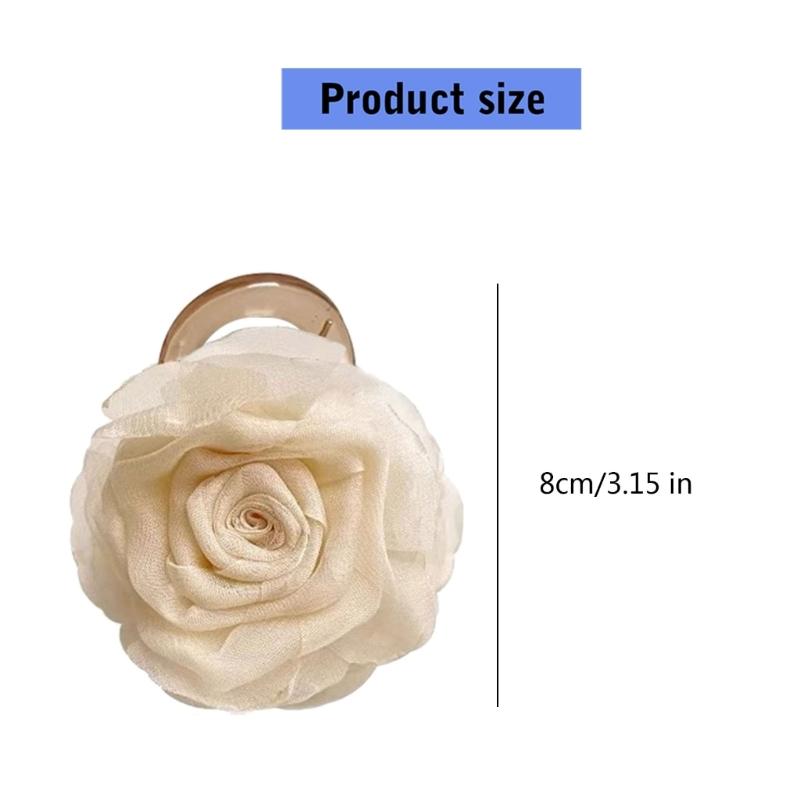 Elegant Camellia Flower Hair Claw Clip Practical Plastic Hair Clamp Nonslip Hair Accessory For Women