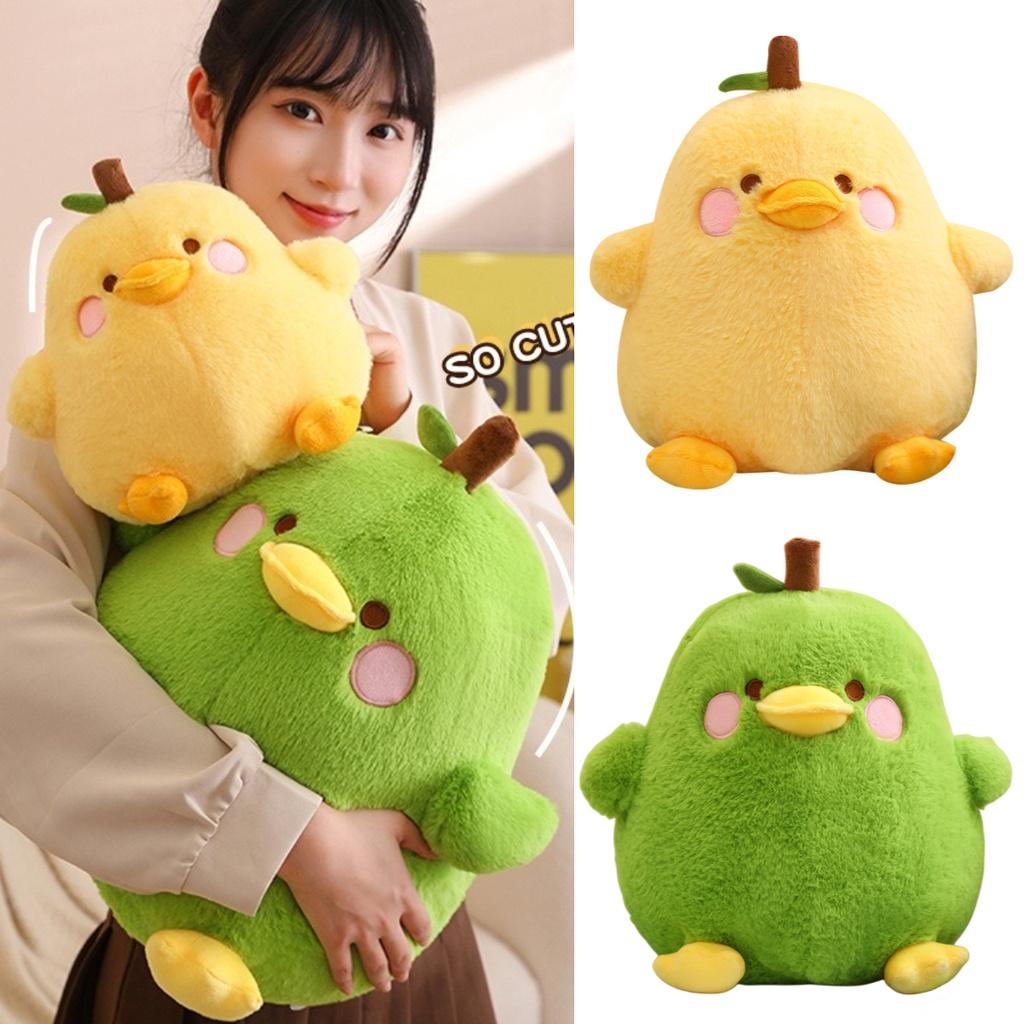 Funny Duck-shaped Plush Toy Pillow For Stress Relief Yellow And Green Pear Duck Design 20cm/30cm/40cm