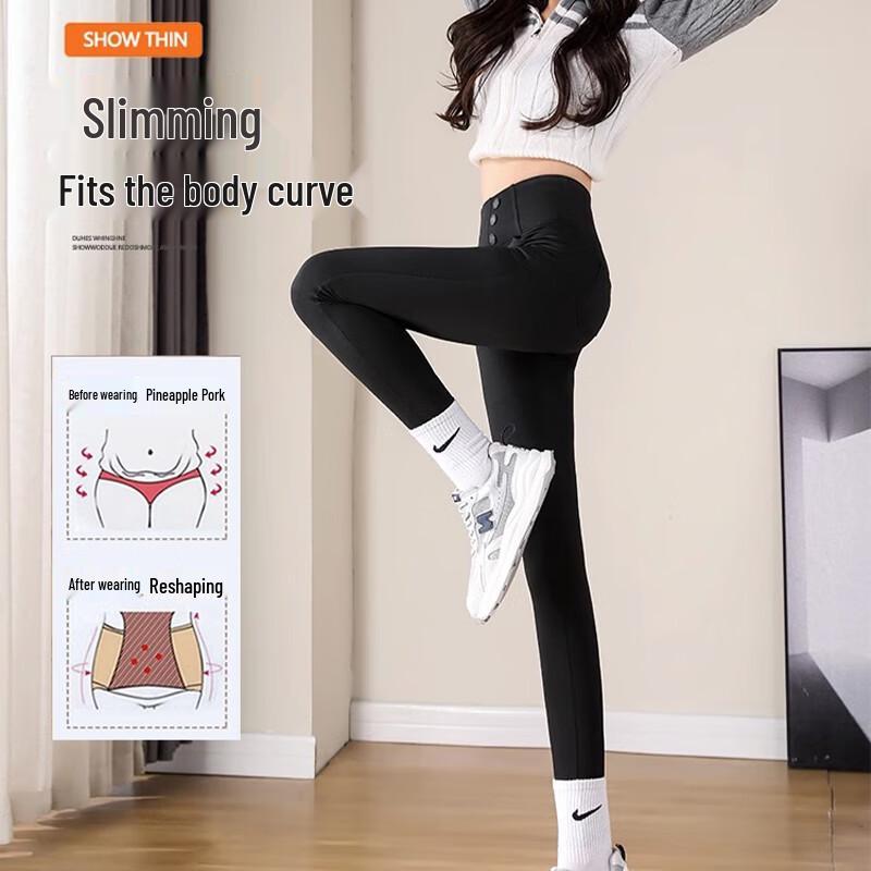 Langsha Women's High-Waist Thermal Shark Leggings