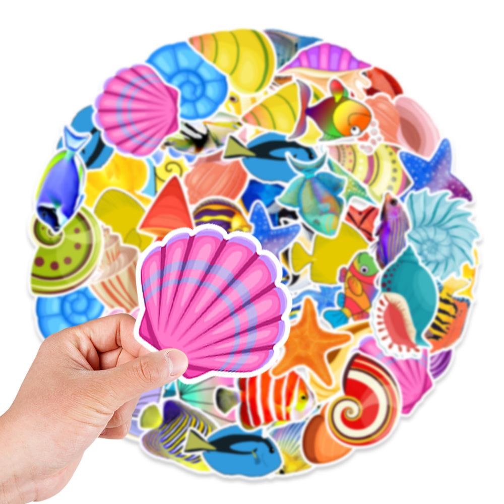 50 Marine Series Graffiti Stickers Balance Bike Skateboard Bookcase Refrigerator Decoration Children's Fun Style Self-adhesive