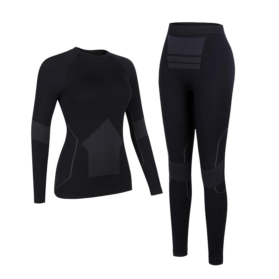 

CHARMLEAKS Женские термокомплекты, бесшовное термобелье с длинным рукавом, базовый слой для лыж для зимы L чёрный