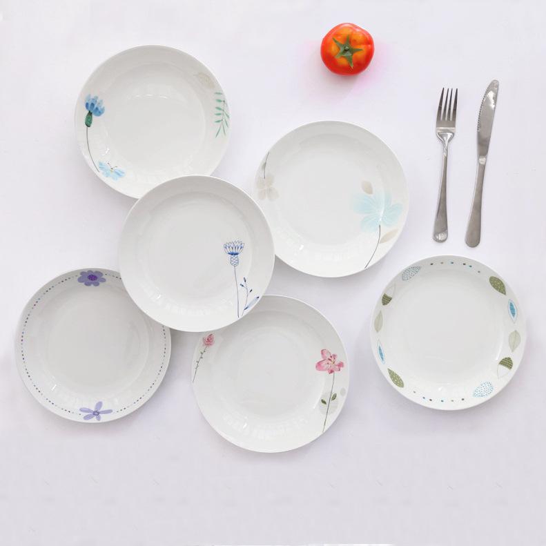 Korean Style Round Soup Plate - 8 Inch Creative Bone China Ceramic Dinnerware