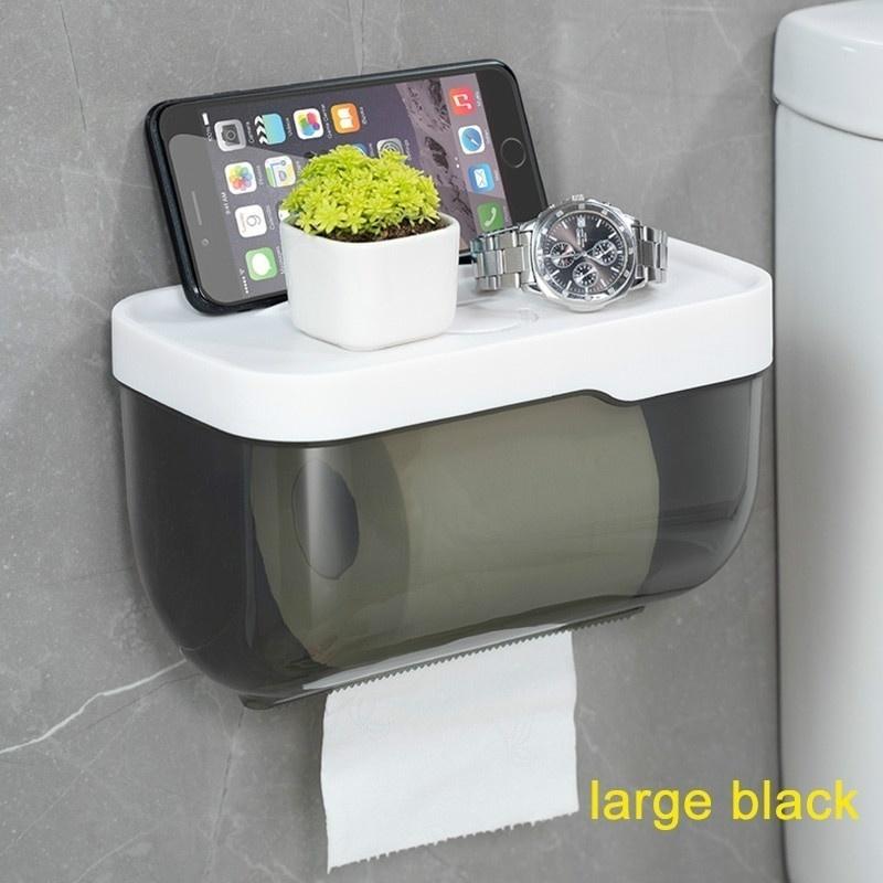 3 Colors Bathroom Toilet Paper Towel Holder Wall Mount Plastic WC Toilet Paper Holder with Storage Shelf Rack Paper Storage Box