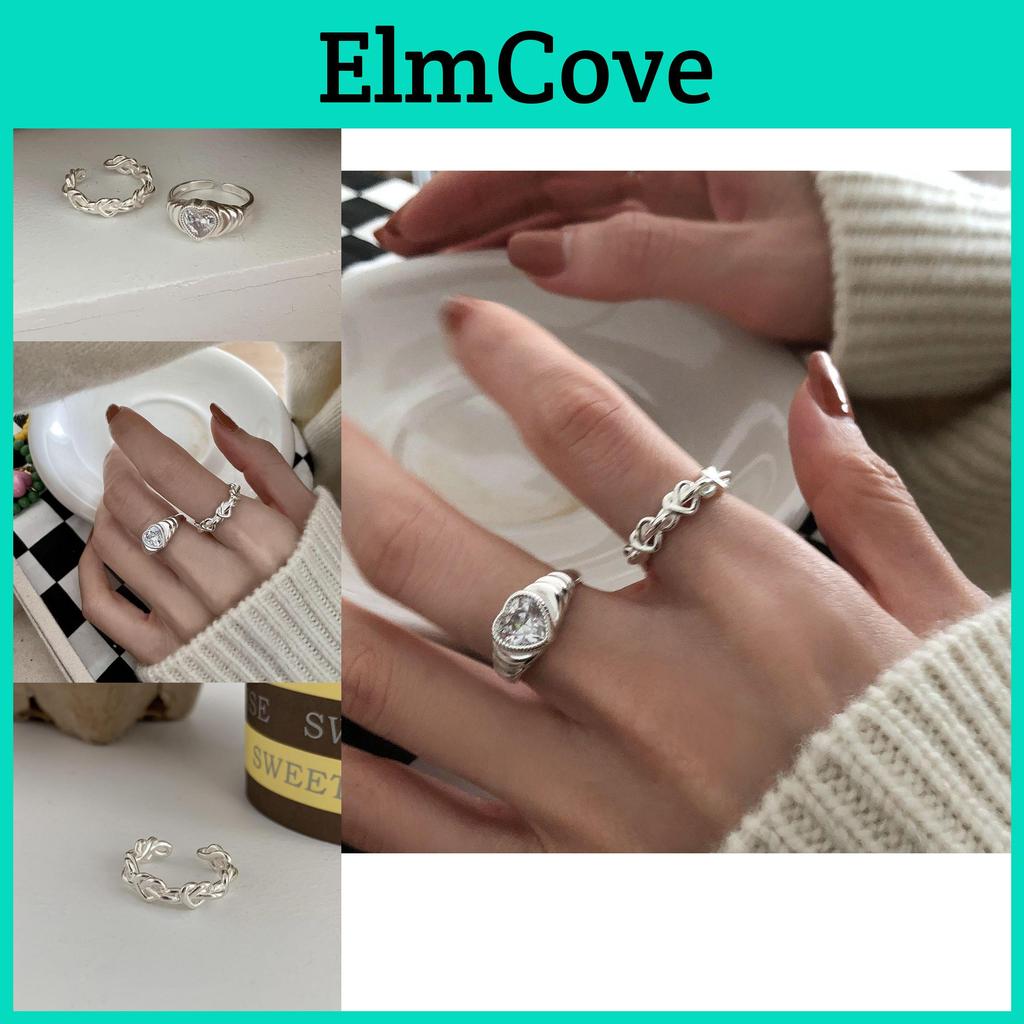 Elegant Korean Dongsamun Style Twisted Heart Shaped Ring With Sparkling 925 Silver