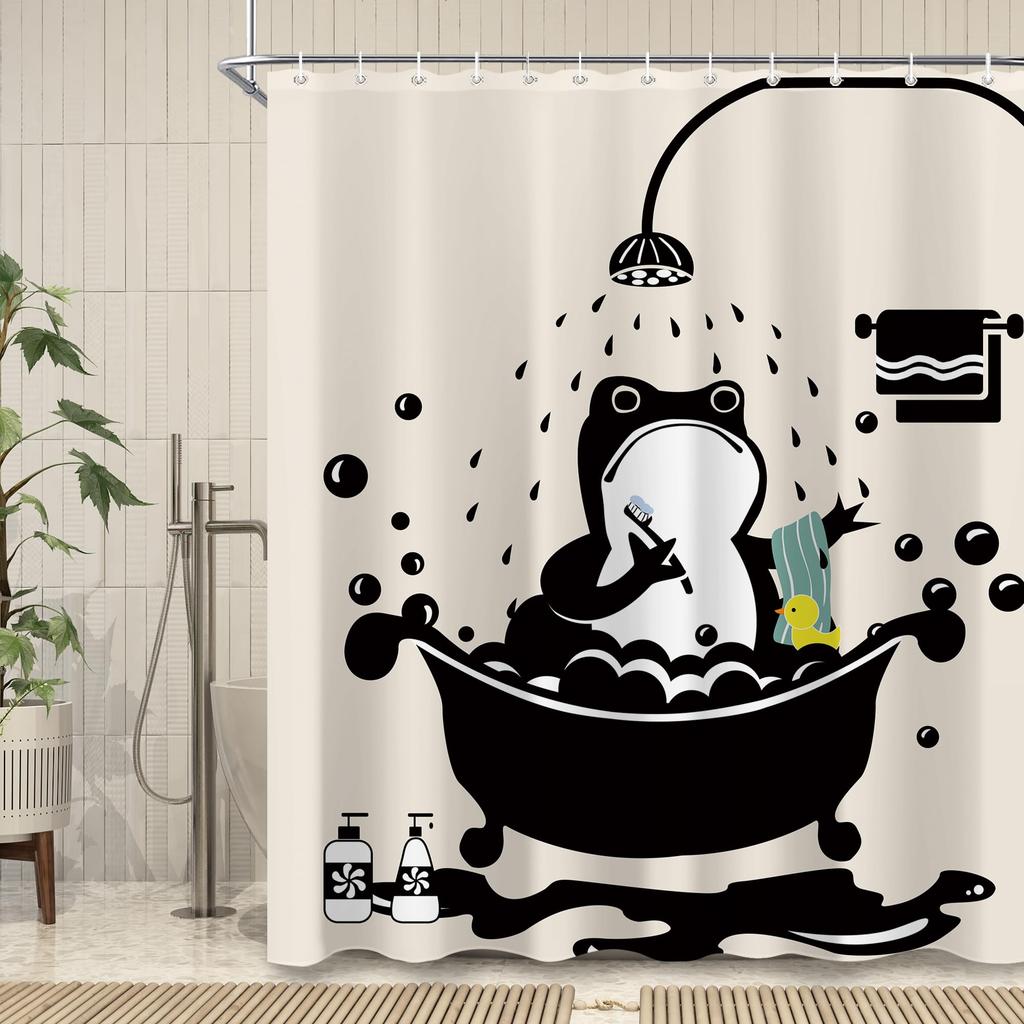 Skull Gothic Skeleton Shower Curtain, Goth Black Floral Rose Decor For Bathroom, Halloween Artistic Waterproof Washable